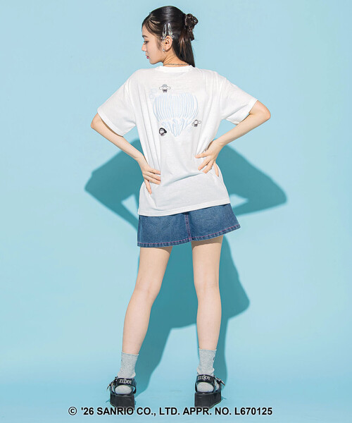 ZIDDY(ジディ)の「【 ニコ☆プチ 】【シナモロール 】バックハート半袖Tシャツ(130~160cm)(Tシャツ/カットソー・キッズ・オフホワイト/パープル・140cm/150cm/130cm/FREE)」の7枚目の写真
