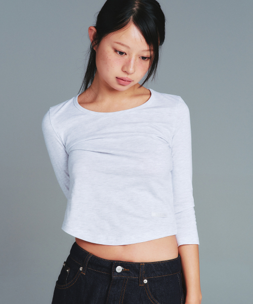 AMESWORLDWIDE(アメスワールドワイド)の「CLASSIC 3/4 SLEEVE ROUND TEE LIGHT GREY(Tシャツ/カットソー・レディース・その他・SMALL/MEDIUM/LARGE)」の1枚目の写真