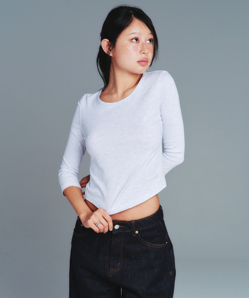 AMESWORLDWIDE(アメスワールドワイド)の「CLASSIC 3/4 SLEEVE ROUND TEE LIGHT GREY(Tシャツ/カットソー・レディース・その他・SMALL/MEDIUM/LARGE)」の4枚目の写真