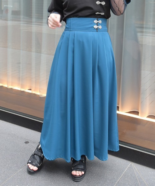 axes femme(アクシーズファム)の「チャイナボタン編上スカート(スカート・レディース・ブラック/ブルーグリーン/チャコール・FREE)」の4枚目の写真