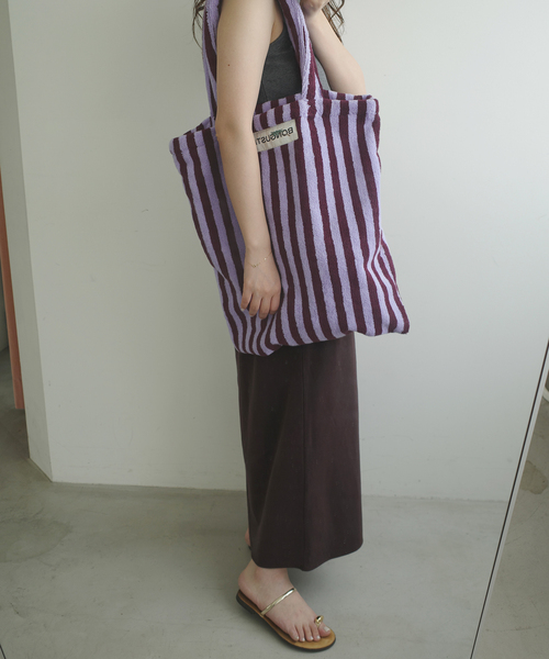BONGUSTA(ボングスタ)の「《追加》BONGUSTA/ボングスタ naram striped トートバッグ(トートバッグ・レディース・アイボリー/パープル/パープル系その他/グリーン/キャメル・FREE)」の12枚目の写真