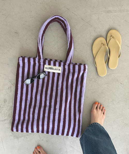 BONGUSTA(ボングスタ)の「《追加》BONGUSTA/ボングスタ naram striped トートバッグ(トートバッグ・レディース・アイボリー/パープル/パープル系その他/グリーン/キャメル・FREE)」の16枚目の写真