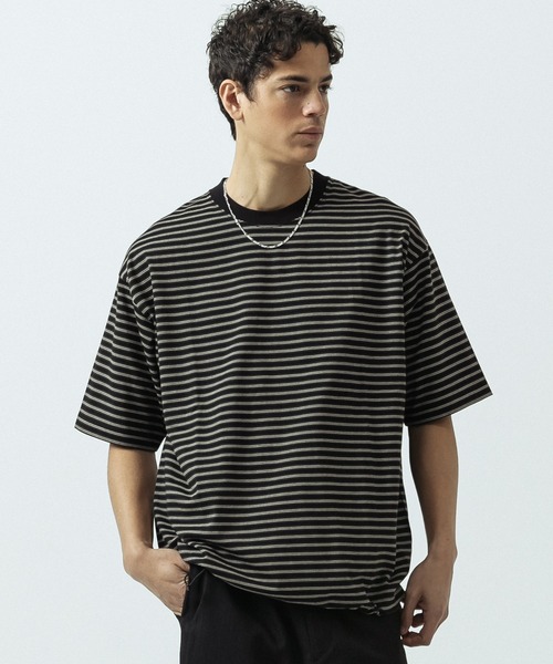 SLICK(スリック)の「【SLICK/スリック】Multi Border Drawstring T-Shirt/マルチボーダー ドローストリング Tシャツ(Tシャツ/カットソー・メンズ・ホワイト/レッド/ブラック・2/1/3)」の3枚目の写真