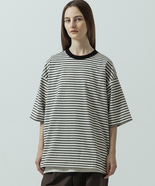 SLICK(スリック)の「【SLICK/スリック】Multi Border Drawstring T-Shirt/マルチボーダー ドローストリング Tシャツ(Tシャツ/カットソー・メンズ・ホワイト/レッド/ブラック・2/1/3)」の4枚目の写真