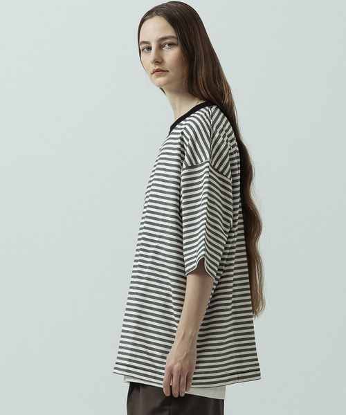 SLICK(スリック)の「【SLICK/スリック】Multi Border Drawstring T-Shirt/マルチボーダー ドローストリング Tシャツ(Tシャツ/カットソー・メンズ・ホワイト/レッド/ブラック・2/1/3)」の6枚目の写真