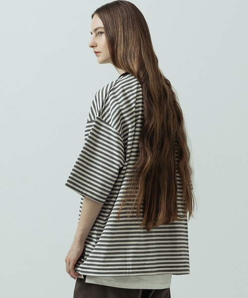 SLICK(スリック)の「【SLICK/スリック】Multi Border Drawstring T-Shirt/マルチボーダー ドローストリング Tシャツ(Tシャツ/カットソー・メンズ・ホワイト/レッド/ブラック・2/1/3)」の8枚目の写真