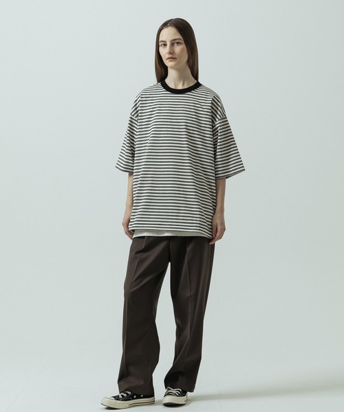 SLICK(スリック)の「【SLICK/スリック】Multi Border Drawstring T-Shirt/マルチボーダー ドローストリング Tシャツ(Tシャツ/カットソー・メンズ・ホワイト/レッド/ブラック・2/1/3)」の9枚目の写真