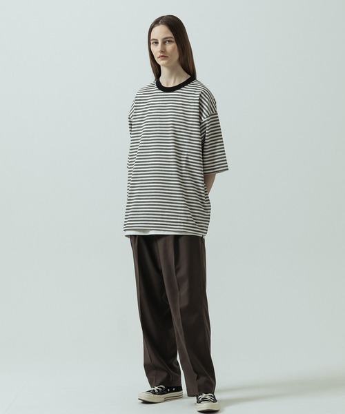 SLICK(スリック)の「【SLICK/スリック】Multi Border Drawstring T-Shirt/マルチボーダー ドローストリング Tシャツ(Tシャツ/カットソー・メンズ・ホワイト/レッド/ブラック・2/1/3)」の10枚目の写真