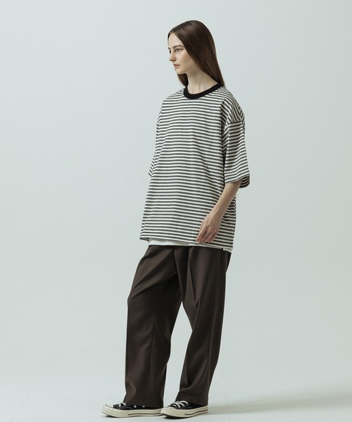 SLICK(スリック)の「【SLICK/スリック】Multi Border Drawstring T-Shirt/マルチボーダー ドローストリング Tシャツ(Tシャツ/カットソー・メンズ・ホワイト/レッド/ブラック・2/1/3)」の12枚目の写真