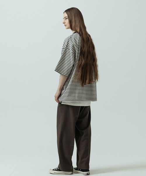 SLICK(スリック)の「【SLICK/スリック】Multi Border Drawstring T-Shirt/マルチボーダー ドローストリング Tシャツ(Tシャツ/カットソー・メンズ・ホワイト/レッド/ブラック・2/1/3)」の14枚目の写真