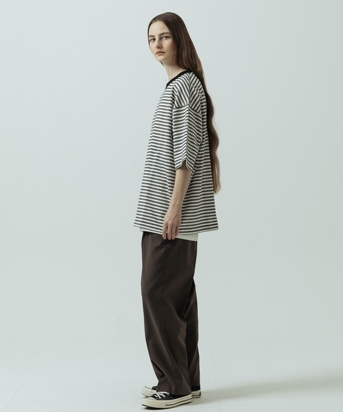SLICK(スリック)の「【SLICK/スリック】Multi Border Drawstring T-Shirt/マルチボーダー ドローストリング Tシャツ(Tシャツ/カットソー・メンズ・ホワイト/レッド/ブラック・2/1/3)」の11枚目の写真