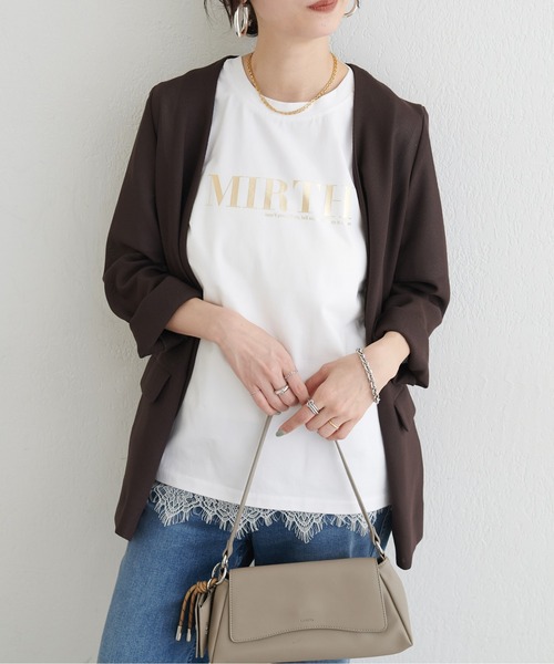 LARUTA(ラルータ)の「【LARUTA】シルケットロゴTシャツ(Tシャツ/カットソー・レディース・スミクロ/ミント/オフホワイト/ブラウン・FREE)」の2枚目の写真