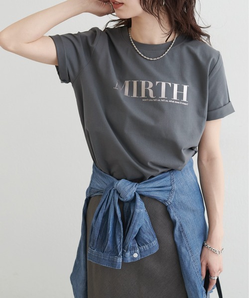 LARUTA(ラルータ)の「【LARUTA】シルケットロゴTシャツ(Tシャツ/カットソー・レディース・スミクロ/ミント/オフホワイト/ブラウン・FREE)」の1枚目の写真