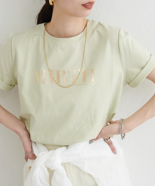 LARUTA(ラルータ)の「【LARUTA】シルケットロゴTシャツ(Tシャツ/カットソー・レディース・スミクロ/ミント/オフホワイト/ブラウン・FREE)」の4枚目の写真
