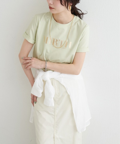 LARUTA（ラルータ）の「【LARUTA】シルケットロゴTシャツ（Tシャツ/カットソー・レディース・スミクロ/ミント/オフホワイト/ブラウン・FREE）」の22枚目の写真