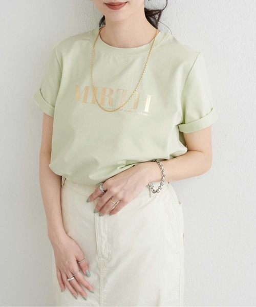 LARUTA(ラルータ)の「【LARUTA】シルケットロゴTシャツ(Tシャツ/カットソー・レディース・スミクロ/ミント/オフホワイト/ブラウン・FREE)」の21枚目の写真