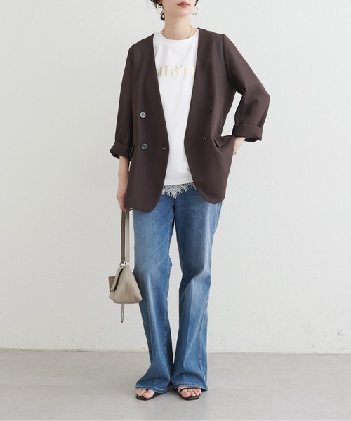 LARUTA(ラルータ)の「【LARUTA】シルケットロゴTシャツ(Tシャツ/カットソー・レディース・スミクロ/ミント/オフホワイト/ブラウン・FREE)」の6枚目の写真