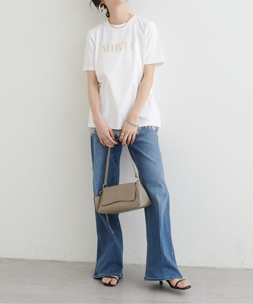 LARUTA(ラルータ)の「【LARUTA】シルケットロゴTシャツ(Tシャツ/カットソー・レディース・スミクロ/ミント/オフホワイト/ブラウン・FREE)」の9枚目の写真