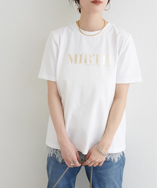 LARUTA(ラルータ)の「【LARUTA】シルケットロゴTシャツ(Tシャツ/カットソー・レディース・スミクロ/ミント/オフホワイト/ブラウン・FREE)」の7枚目の写真