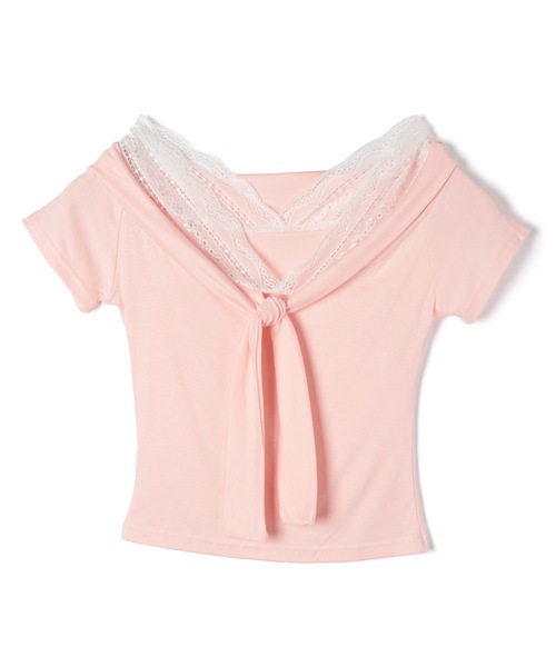 M DOLLY(エムドリー)の「Lace colette bowtie ribbon tops/レースコレット ボウタイリボントップス(Tシャツ/カットソー・レディース・ピンク/ネイビー・FREE)」の17枚目の写真