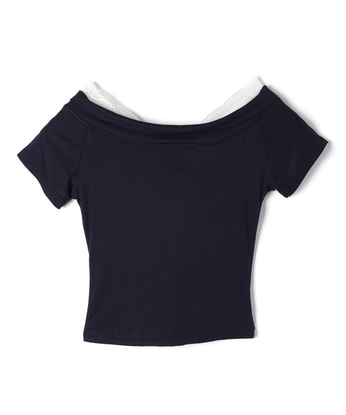 M DOLLY(エムドリー)の「Lace colette bowtie ribbon tops/レースコレット ボウタイリボントップス(Tシャツ/カットソー・レディース・ピンク/ネイビー・FREE)」の19枚目の写真