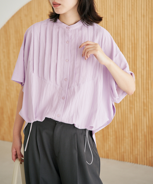 SLOBE IENA(スローブイエナ)の「《WEB・一部店舗限定》ピンタックスピンドルブラウス(シャツ/ブラウス・レディース・ブラック/アイボリー/ラベンダー・FREE)」の3枚目の写真