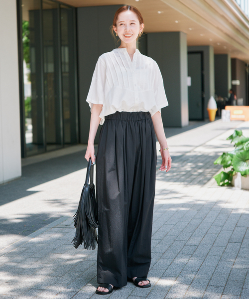 SLOBE IENA(スローブイエナ)の「《WEB・一部店舗限定》ピンタックスピンドルブラウス(シャツ/ブラウス・レディース・ブラック/アイボリー/ラベンダー・FREE)」の5枚目の写真