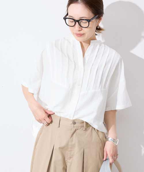 SLOBE IENA(スローブイエナ)の「《WEB・一部店舗限定》ピンタックスピンドルブラウス(シャツ/ブラウス・レディース・ブラック/アイボリー/ラベンダー・FREE)」の9枚目の写真