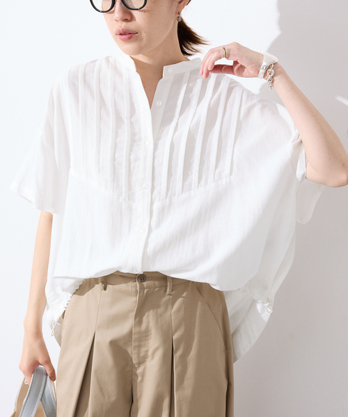 SLOBE IENA(スローブイエナ)の「《WEB・一部店舗限定》ピンタックスピンドルブラウス(シャツ/ブラウス・レディース・ブラック/アイボリー/ラベンダー・FREE)」の10枚目の写真