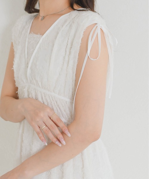 MISCH MASCH（ミッシュマッシュ）の「2026春夏新作 フリンジジャガードワンピース（ワンピース・レディース・ブラック/ホワイト・S/M）」の18枚目の写真