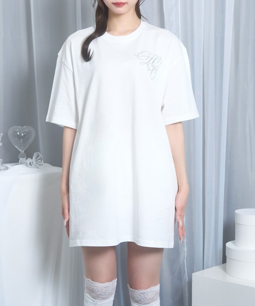 Honey Cinnamon(ハニーシナモン)の「dog charm Tシャツ(Tシャツ/カットソー・レディース・ホワイト/ブラック・FREE)」の7枚目の写真
