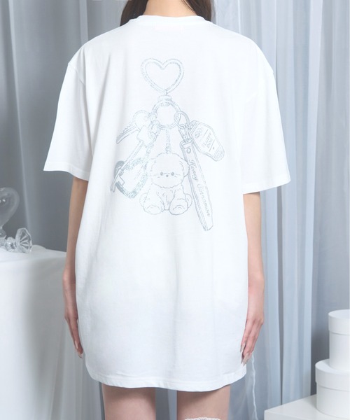 Honey Cinnamon(ハニーシナモン)の「dog charm Tシャツ(Tシャツ/カットソー・レディース・ホワイト/ブラック・FREE)」の9枚目の写真