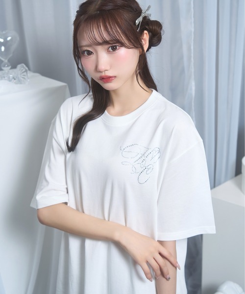 Honey Cinnamon(ハニーシナモン)の「dog charm Tシャツ(Tシャツ/カットソー・レディース・ホワイト/ブラック・FREE)」の3枚目の写真