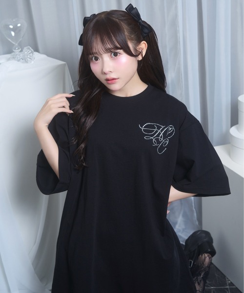 Honey Cinnamon(ハニーシナモン)の「dog charm Tシャツ(Tシャツ/カットソー・レディース・ホワイト/ブラック・FREE)」の13枚目の写真