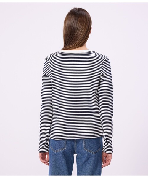 PETIT BATEAU（プチバトー）の「2×2リブ編みカーディガン（カーディガン/ボレロ・レディース・ブルー系その他・X-SMALL/SMALL/MEDIUM/LARGE）」の2枚目の写真