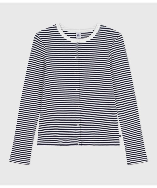 PETIT BATEAU（プチバトー）の「2×2リブ編みカーディガン（カーディガン/ボレロ・レディース・ブルー系その他・X-SMALL/SMALL/MEDIUM/LARGE）」の4枚目の写真