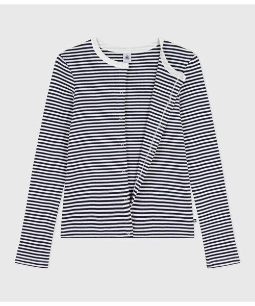 PETIT BATEAU（プチバトー）の「2×2リブ編みカーディガン（カーディガン/ボレロ・レディース・ブルー系その他・X-SMALL/SMALL/MEDIUM/LARGE）」の5枚目の写真