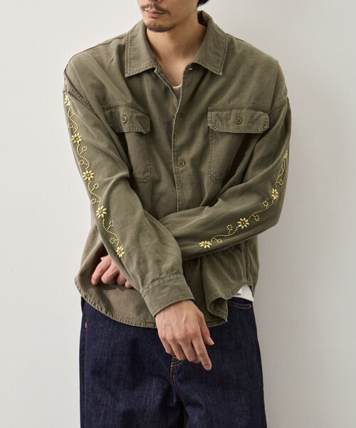 REMI RELIEF/レミレリーフ】WIDE MILITARY SHIRT(袖：スタッズ