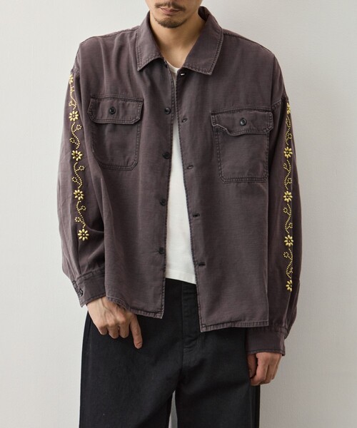 REMI RELIEF/レミレリーフ】WIDE MILITARY SHIRT(袖：スタッズ