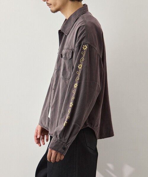 REMI RELIEF(レミレリーフ)の「【REMI RELIEF/レミレリーフ】WIDE MILITARY SHIRT(袖:スタッズ)(シャツ/ブラウス・メンズ・ダークグレー/カーキ・XL/L/M)」の14枚目の写真