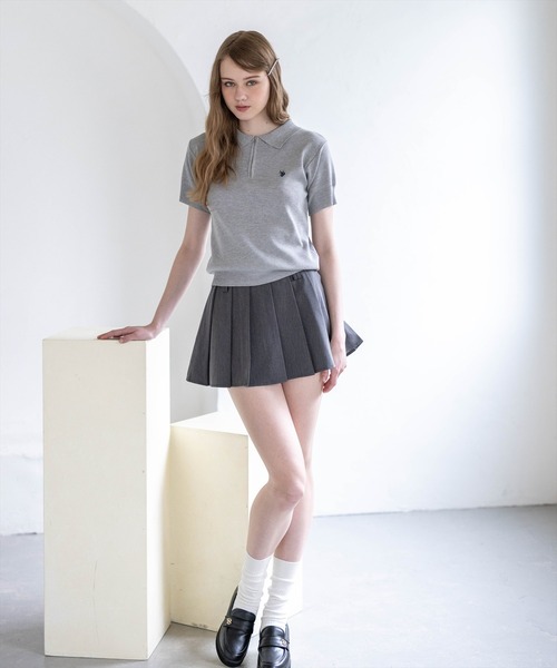U.S. POLO ASSN.(ユーエスポロアッスン)の「【U.S. POLO ASSN.】clear 別注 ハーフジップ半袖ニットトップス(ニット/セーター・レディース・ブラック/アイボリー/グレー・F)」の12枚目の写真