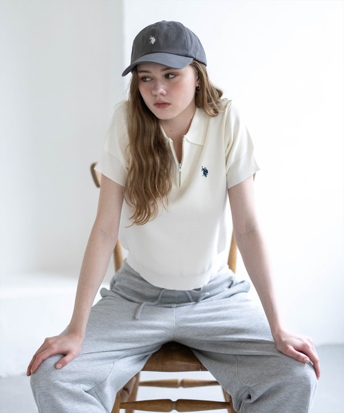 U.S. POLO ASSN.(ユーエスポロアッスン)の「【U.S. POLO ASSN.】clear 別注 ハーフジップ半袖ニットトップス(ニット/セーター・レディース・ブラック/アイボリー/グレー・F)」の19枚目の写真