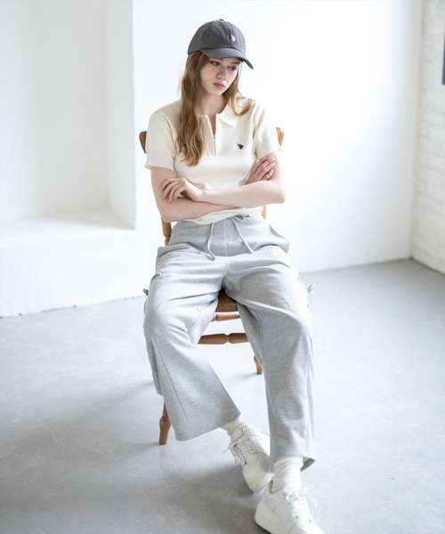 U.S. POLO ASSN.(ユーエスポロアッスン)の「【U.S. POLO ASSN.】clear 別注 ハーフジップ半袖ニットトップス(ニット/セーター・レディース・ブラック/アイボリー/グレー・F)」の20枚目の写真