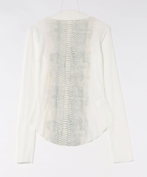 Never mind the XU(ネバーマインドザエックスユー)の「【Never mind the XU】vintage python sheer long sleeve / 【ネバーマインド ザ エックスユー】ビンテージパイソンシアー長袖Tシャツ(Tシャツ/カットソー・レディース・ホワイト/ブラック・M)」の3枚目の写真