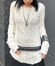 Never mind the XU（ネバーマインドザエックスユー）の「【Never mind the XU】vintage python sheer long sleeve / 【ネバーマインド ザ エックスユー】ビンテージパイソンシアー長袖Tシャツ（Tシャツ/カットソー）」
