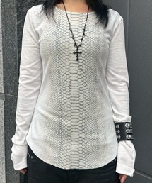 Never mind the XU（ネバーマインドザエックスユー）の「【Never mind the XU】vintage python sheer long sleeve / 【ネバーマインド ザ エックスユー】ビンテージパイソンシアー長袖Tシャツ（Tシャツ/カットソー）」