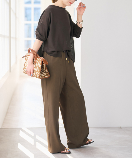 Spick & Span(スピックアンドスパン)の「《WEB限定カラー有り / 追加》ICE FINE 5分袖ボートネックニット(ニット/セーター・レディース・ブラウン/オレンジ/ネイビー/ベージュ・FREE)」の7枚目の写真
