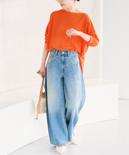Spick & Span(スピックアンドスパン)の「《WEB限定カラー有り / 追加》ICE FINE 5分袖ボートネックニット(ニット/セーター・レディース・ブラウン/オレンジ/ネイビー/ベージュ・FREE)」の22枚目の写真