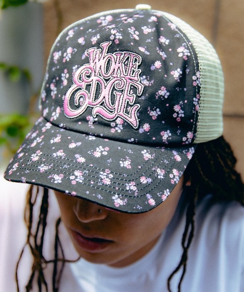 WOKE EDGE(ウォークエッジ)の「WOKE EDGE / ウォークエッジ Flower Mesh Cap(キャップ・メンズ・ピンク/ブラック・FREE)」の8枚目の写真