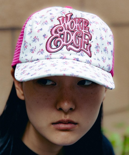 WOKE EDGE(ウォークエッジ)の「WOKE EDGE / ウォークエッジ Flower Mesh Cap(キャップ・メンズ・ピンク/ブラック・FREE)」の7枚目の写真